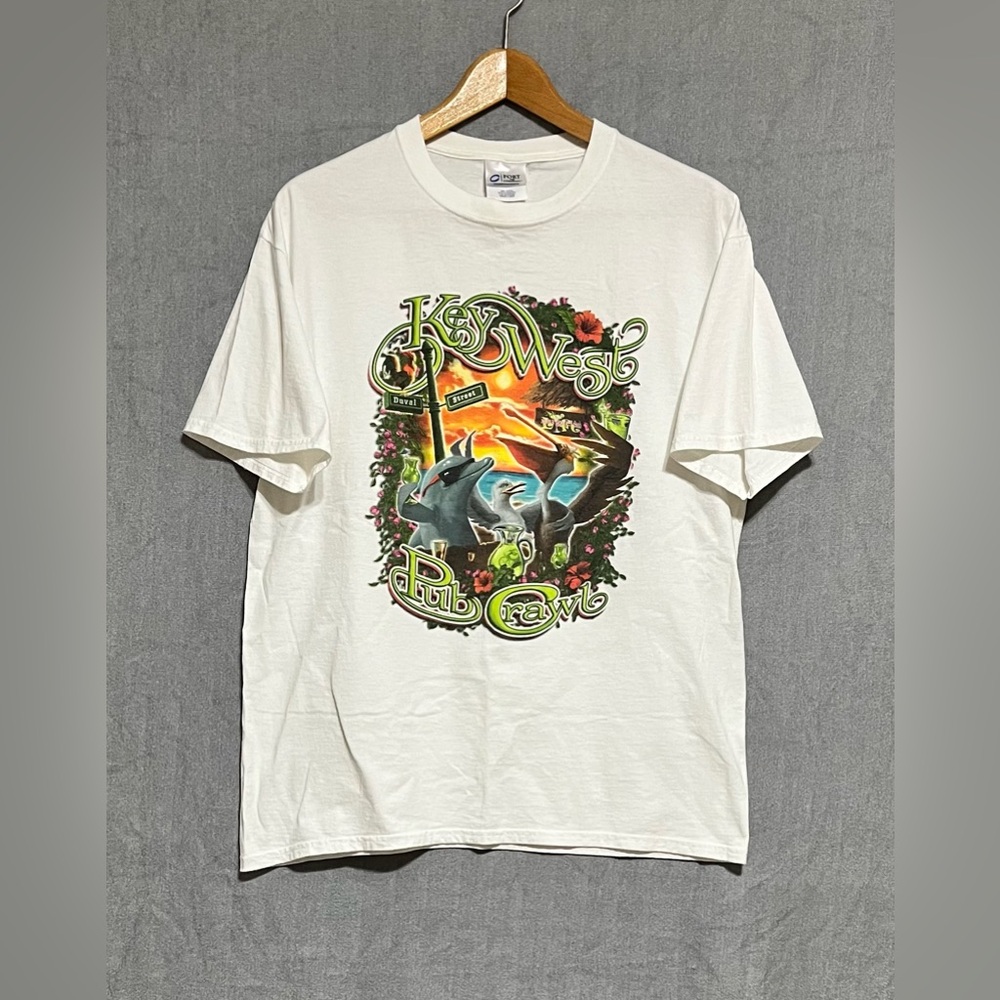 Gildan White Key West Florida Pub Crawl Graphic T-shirt